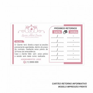 Cartão para Marcação De Agendamento Informativo Modelo Estética - 9x5 cm - Papel 180gr - Pacote com 100 unidades 