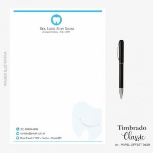 Papel Timbrado Classic 90gr Dentista - TM A4 - impressão frente 